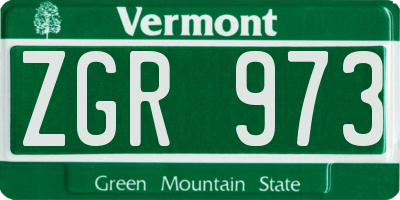 VT license plate ZGR973