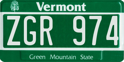 VT license plate ZGR974