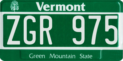 VT license plate ZGR975