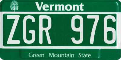 VT license plate ZGR976