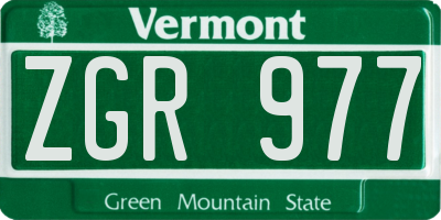 VT license plate ZGR977