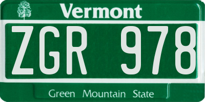 VT license plate ZGR978