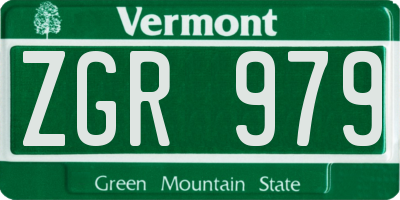 VT license plate ZGR979