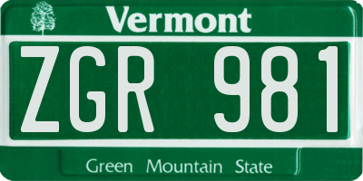 VT license plate ZGR981