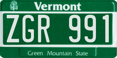 VT license plate ZGR991