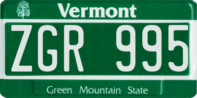 VT license plate ZGR995