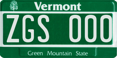 VT license plate ZGS000