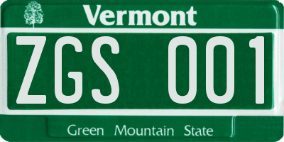 VT license plate ZGS001
