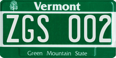 VT license plate ZGS002
