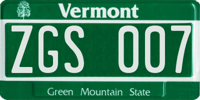 VT license plate ZGS007