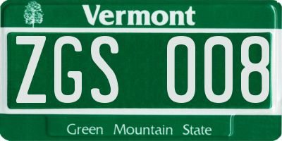 VT license plate ZGS008