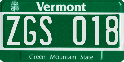 VT license plate ZGS018