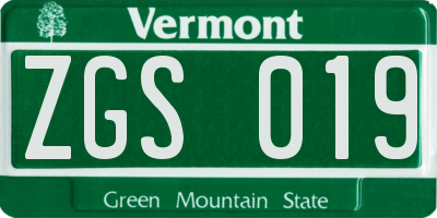 VT license plate ZGS019