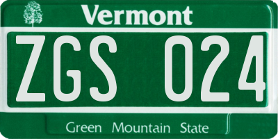 VT license plate ZGS024