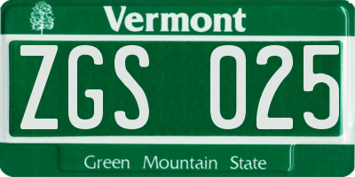VT license plate ZGS025