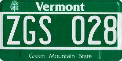 VT license plate ZGS028
