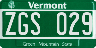 VT license plate ZGS029