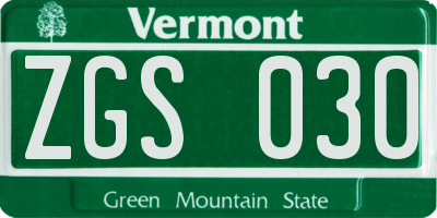 VT license plate ZGS030