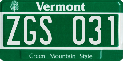 VT license plate ZGS031