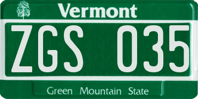 VT license plate ZGS035