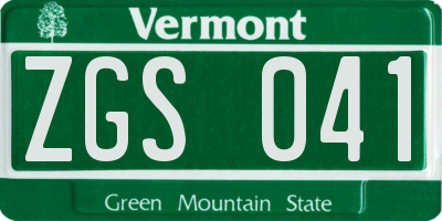 VT license plate ZGS041