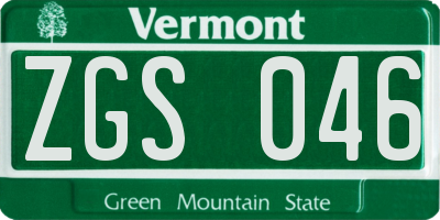 VT license plate ZGS046