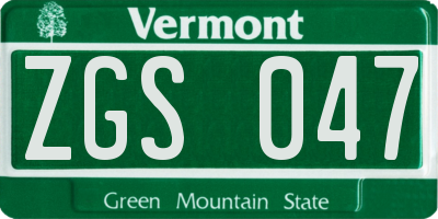 VT license plate ZGS047
