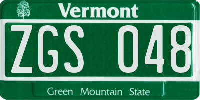 VT license plate ZGS048