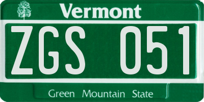 VT license plate ZGS051