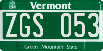 VT license plate ZGS053