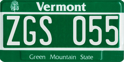 VT license plate ZGS055