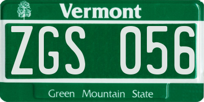 VT license plate ZGS056