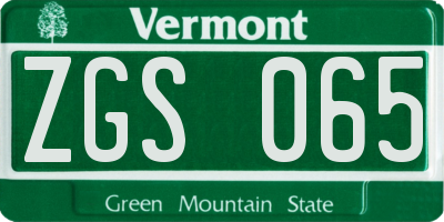 VT license plate ZGS065