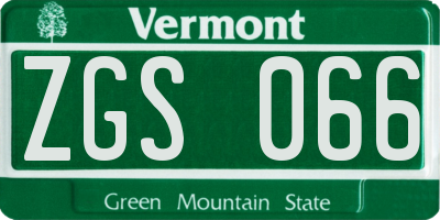 VT license plate ZGS066
