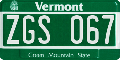 VT license plate ZGS067
