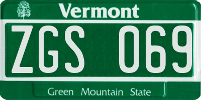 VT license plate ZGS069
