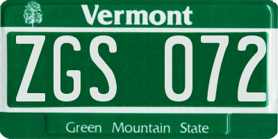 VT license plate ZGS072