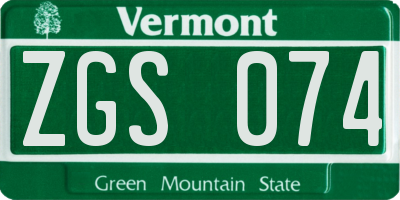 VT license plate ZGS074