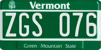 VT license plate ZGS076