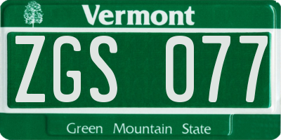 VT license plate ZGS077