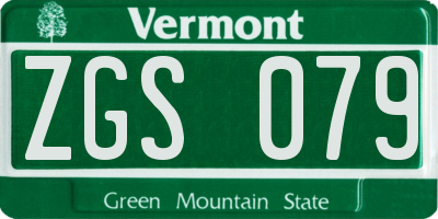 VT license plate ZGS079