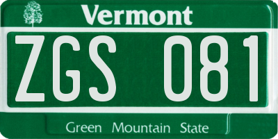 VT license plate ZGS081