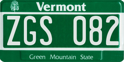 VT license plate ZGS082