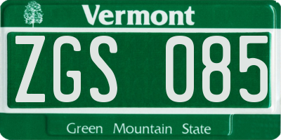 VT license plate ZGS085