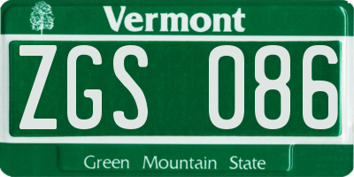 VT license plate ZGS086