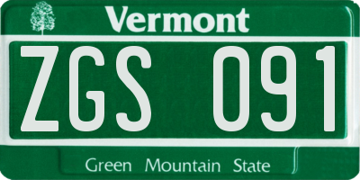 VT license plate ZGS091