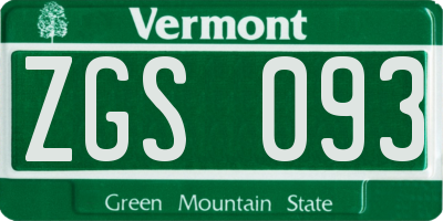VT license plate ZGS093