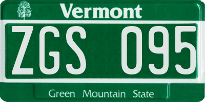 VT license plate ZGS095
