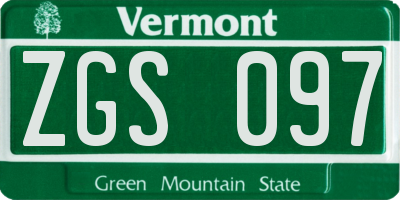 VT license plate ZGS097