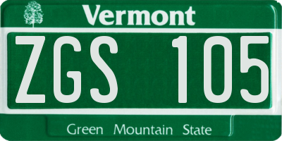 VT license plate ZGS105